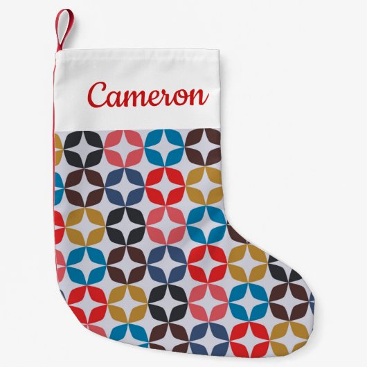 あなたの一流の|のレトロのヴィンテージの星パターンを加えて下さい スモールクリスマスストッキング (正面)