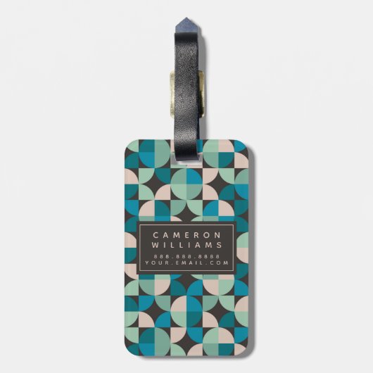 あなたの一流の|のレトロのヴィンテージの60年代パターンを加えて下さい ラゲッジタグ (裏面縦)