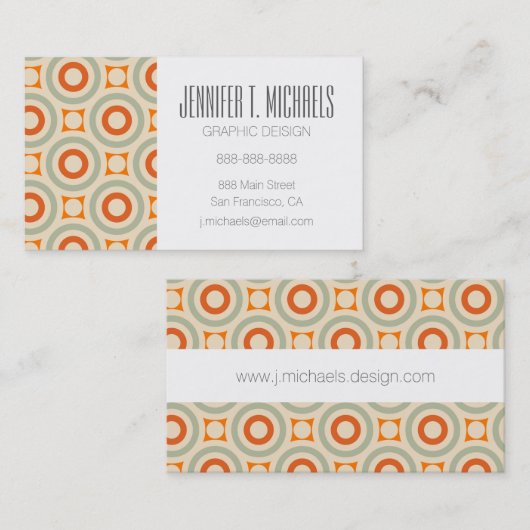 あなたの一流の|のヴィンテージの幾何学的な円パターンを加えて下さい 名刺 (正面/裏面)