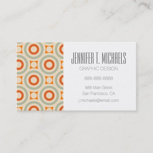 あなたの一流の|のヴィンテージの幾何学的な円パターンを加えて下さい 名刺 (正面)