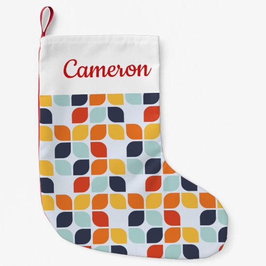 あなたの一流の|のヴィンテージ幾何学的なパターンを加えて下さい スモールクリスマスストッキング (正面)