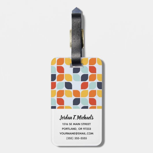 あなたの一流の|のヴィンテージ幾何学的なパターンを加えて下さい ラゲッジタグ (裏面縦)
