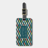 あなたの一流の|の世紀半ばのモダンなティール（緑がかった色）及び珊瑚を加えて下さい ラゲッジタグ (正面縦)