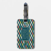 あなたの一流の|の世紀半ばのモダンなティール（緑がかった色）及び珊瑚を加えて下さい ラゲッジタグ (裏面縦)