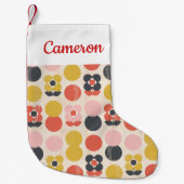 あなたの一流の|の世紀半ばのモダンな花模様を加えて下さい スモールクリスマスストッキング (正面)