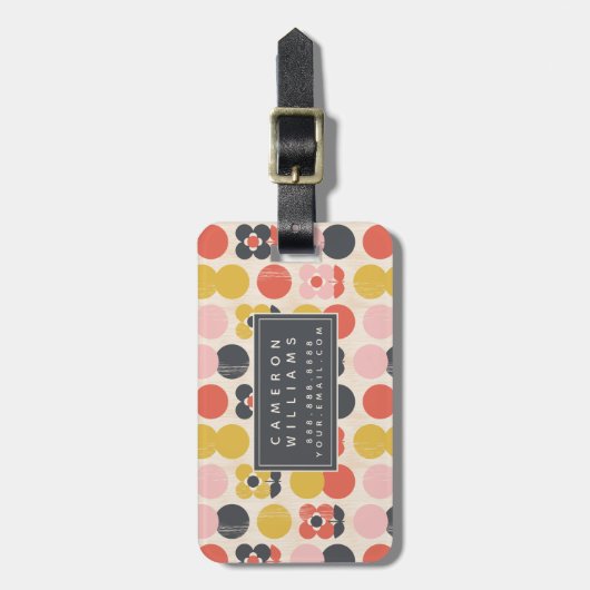 あなたの一流の|の世紀半ばのモダンな花模様を加えて下さい ラゲッジタグ (正面縦)