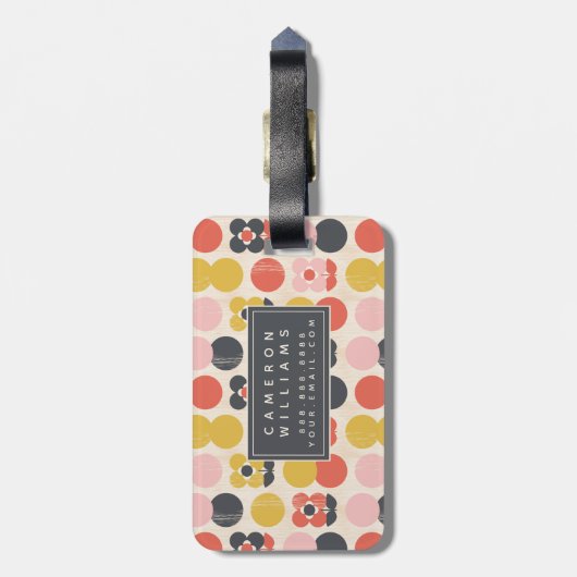 あなたの一流の|の世紀半ばのモダンな花模様を加えて下さい ラゲッジタグ (裏面縦)