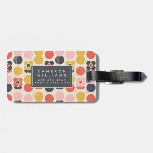 あなたの一流の|の世紀半ばのモダンな花模様を加えて下さい ラゲッジタグ (裏面横)