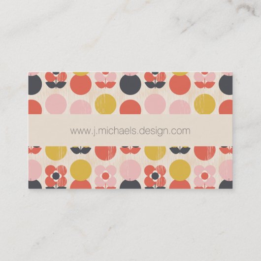 あなたの一流の|の世紀半ばのモダンな花模様を加えて下さい 名刺 (裏面)