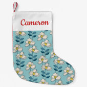 あなたの一流の|の世紀半ばのモダンな花葉を加えて下さい スモールクリスマスストッキング (正面)