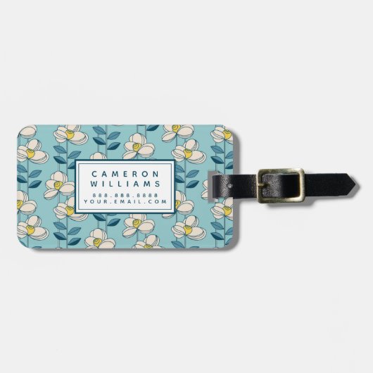 あなたの一流の|の世紀半ばのモダンな花葉を加えて下さい ラゲッジタグ (正面横)