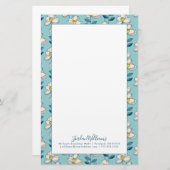 あなたの一流の|の世紀半ばのモダンな花葉を加えて下さい 便箋 (正面/裏面)