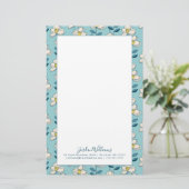 あなたの一流の|の世紀半ばのモダンな花葉を加えて下さい 便箋 (スタンド正面)