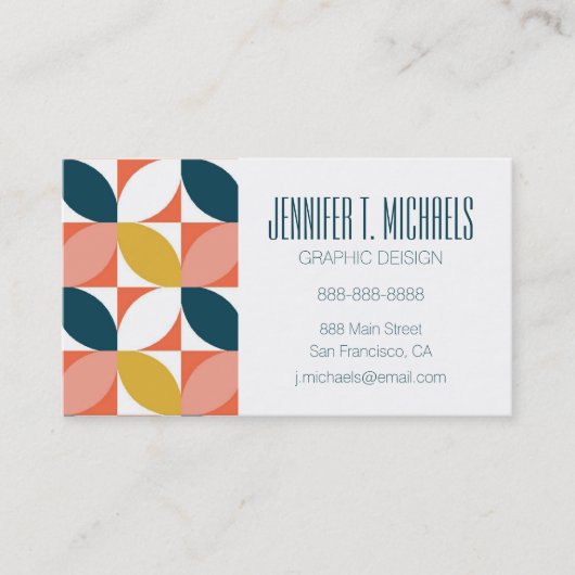 あなたの一流の|の世紀半ばのモダンな葉パターンを加えて下さい 名刺 (正面)