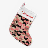 あなたの一流の|の世紀半ばモダンなピンクパターンを加えて下さい スモールクリスマスストッキング (正面 (吊り時))