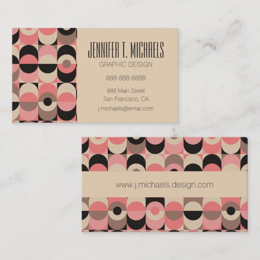 あなたの一流の|の世紀半ばモダンなピンクパターンを加えて下さい 名刺 (正面/裏面)