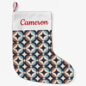 あなたの一流の|の世紀半ばモダンなブラウン及びティール(緑がかった色)を加えて下さい スモールクリスマスストッキング (正面)