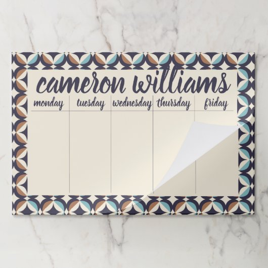 あなたの一流の|の世紀半ばモダンなブラウン及びティール（緑がかった色）を加えて下さい ペーパーパッド (折り畳み)