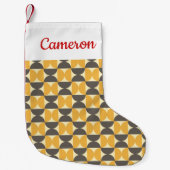 あなたの一流の|の世紀半ばモダンなブラウン及び金ゴールドを加えて下さい スモールクリスマスストッキング (正面)