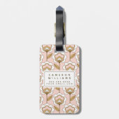 あなたの一流の|の世紀半ばモダンな花パターンを加えて下さい ラゲッジタグ (裏面縦)