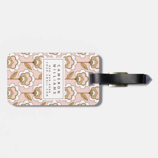 あなたの一流の|の世紀半ばモダンな花パターンを加えて下さい ラゲッジタグ (裏面横)