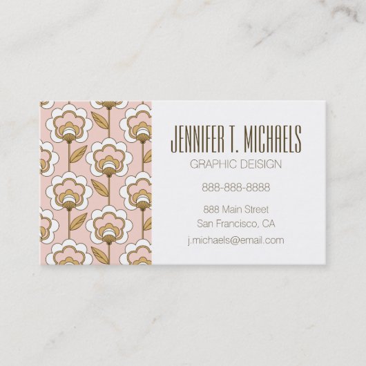 あなたの一流の|の世紀半ばモダンな花パターンを加えて下さい 名刺 (正面)