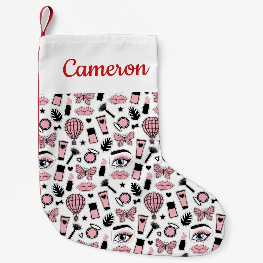 あなたの一流の|の化粧のステッカーパターンを加えて下さい スモールクリスマスストッキング (正面)