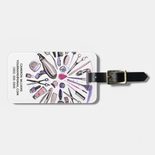 あなたの一流の|の化粧の円のデザインを加えて下さい ラゲッジタグ (正面横)