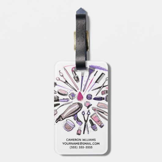 あなたの一流の|の化粧の円のデザインを加えて下さい ラゲッジタグ (裏面縦)