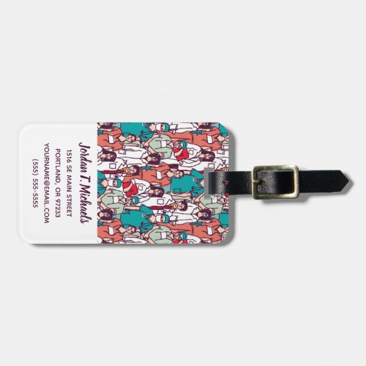 あなたの一流の|の医者及び外科医パターンを加えて下さい ラゲッジタグ (正面横)