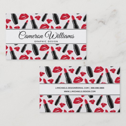 あなたの一流の|の口紅および唇の水玉模様の軽い音を加えて下さい 名刺 (正面/裏面)