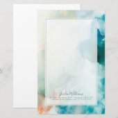 あなたの一流の|の嫌悪-青い水彩画--を加えて下さい 便箋 (正面/裏面)