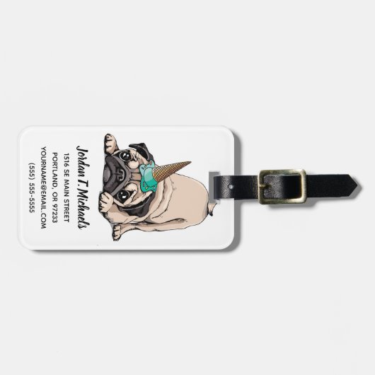 あなたの一流の|の子犬のパグ|の熱望のユニコーンを加えて下さい ラゲッジタグ