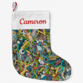 あなたの一流の|の抽象美術医学アイコンパターンを加えて下さい スモールクリスマスストッキング (正面)