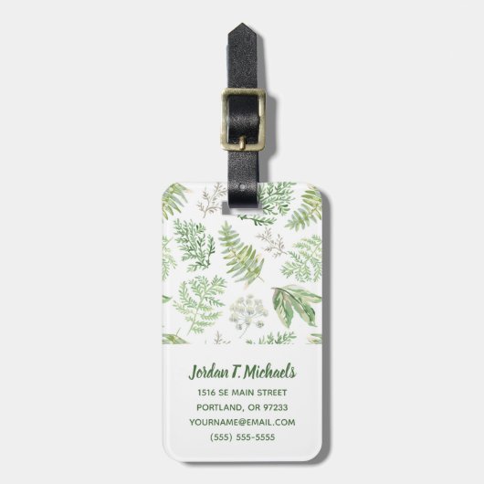 あなたの一流の|の森林緑の草木を模造します加えて下さい ラゲッジタグ (正面縦)