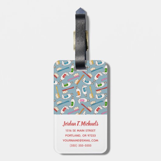 あなたの一流の|の歯ブラシ及び歯磨き粉パターンを加えて下さい ラゲッジタグ (裏面縦)