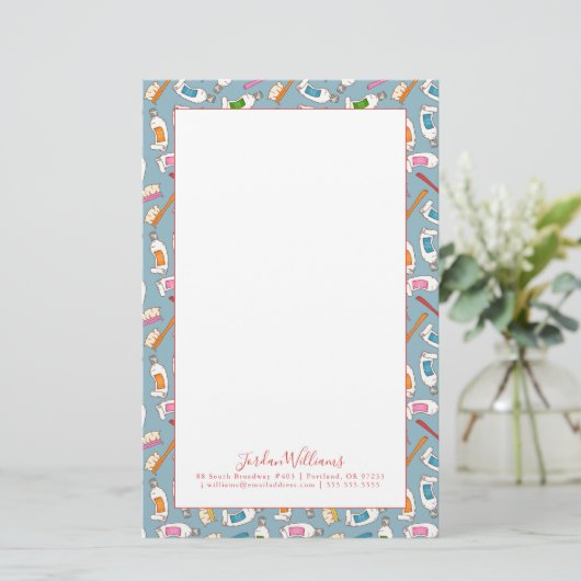 あなたの一流の|の歯ブラシ及び歯磨き粉パターンを加えて下さい 便箋 (スタンド正面)