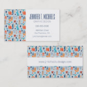 あなたの一流の|の民芸の森林動物パターンを加えて下さい 名刺 (正面/裏面)