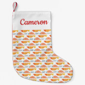 あなたの一流の|の民芸の水泳の魚パターンを加えて下さい スモールクリスマスストッキング (正面)