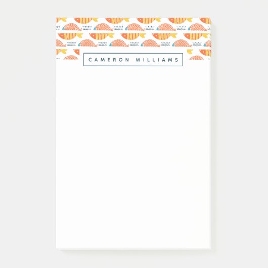 あなたの一流の|の民芸の水泳の魚パターンを加えて下さい ポストイット (正面)