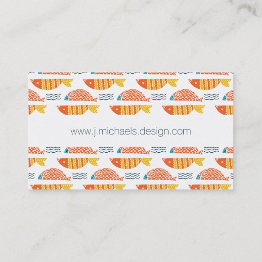 あなたの一流の|の民芸の水泳の魚パターンを加えて下さい 名刺 (裏面)