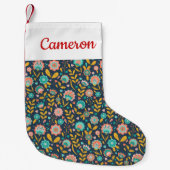 あなたの一流の|の民芸の花模様を加えて下さい スモールクリスマスストッキング (正面)