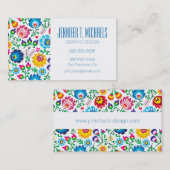 あなたの一流の|の民芸の花模様を加えて下さい 名刺 (正面/裏面)