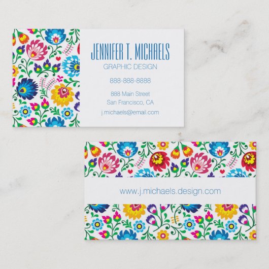 あなたの一流の|の民芸の花模様を加えて下さい 名刺 (正面/裏面)