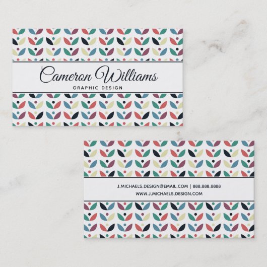 あなたの一流の|の民芸花の幾何学的なパターンを加えて下さい 名刺 (正面/裏面)