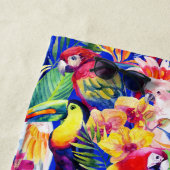 あなたの一流の|の水彩画のオウムを加えて下さい ビーチタオル (インサイチュ)