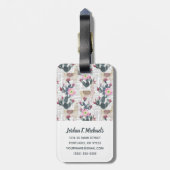 あなたの一流の|の水彩画のサボテンパターンを加えて下さい ラゲッジタグ (裏面縦)