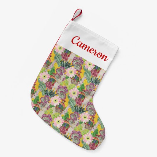 あなたの一流の|の水彩画のペルーの女性及びラマを加えて下さい スモールクリスマスストッキング (正面 (吊り時))