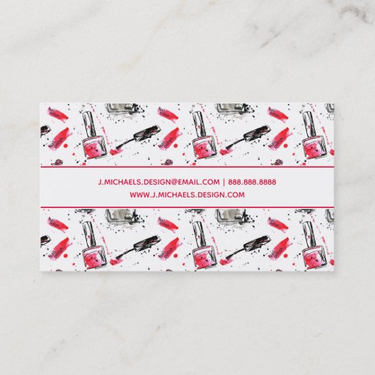 あなたの一流の|の水彩画のマニキュアパターンを加えて下さい 名刺 (裏面)