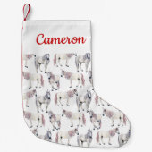 あなたの一流の|の水彩画のユニコーンのおとぎ話を加えて下さい スモールクリスマスストッキング (正面)